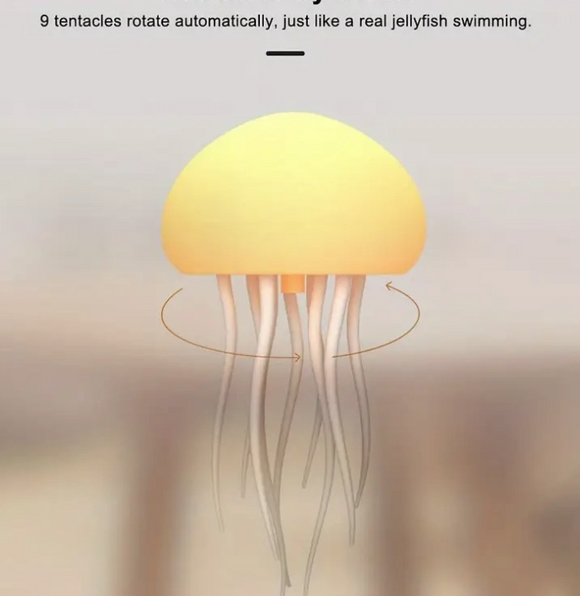 LED Jellyfish Night Light - Rechargeable Ambient Decoration Lamp, Modern Mood Lighting, Nightstand LED for Bedroom Indoor Use Home Decor .