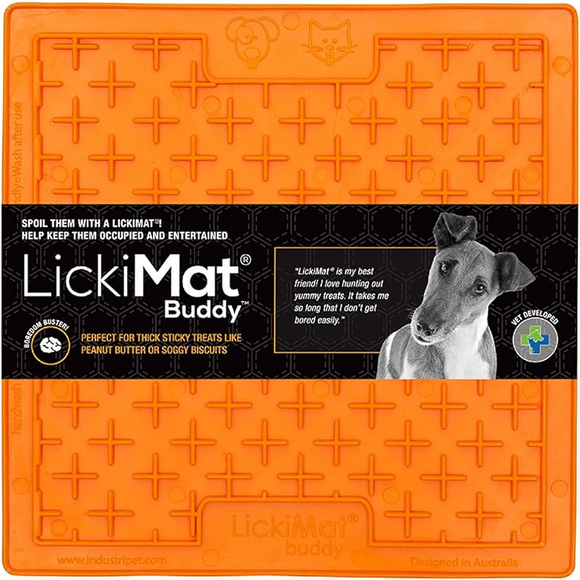 LickiMat Classic Buddy Lick Mat for Dogs - Orange - Dog Lick & Snuffle Mats 1