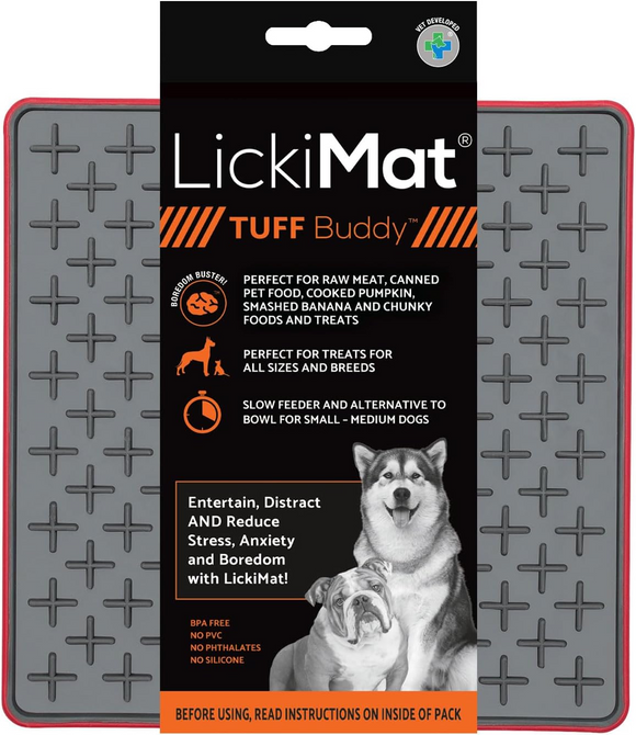 LickiMat TUFF Buddy Lick Mat for Dogs - Red - Dog Lick & Snuffle Mats 3