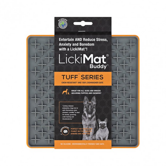 LickiMat TUFF Buddy Lick Mat for Dogs - Orange - Dog Lick & Snuffle Mats 4