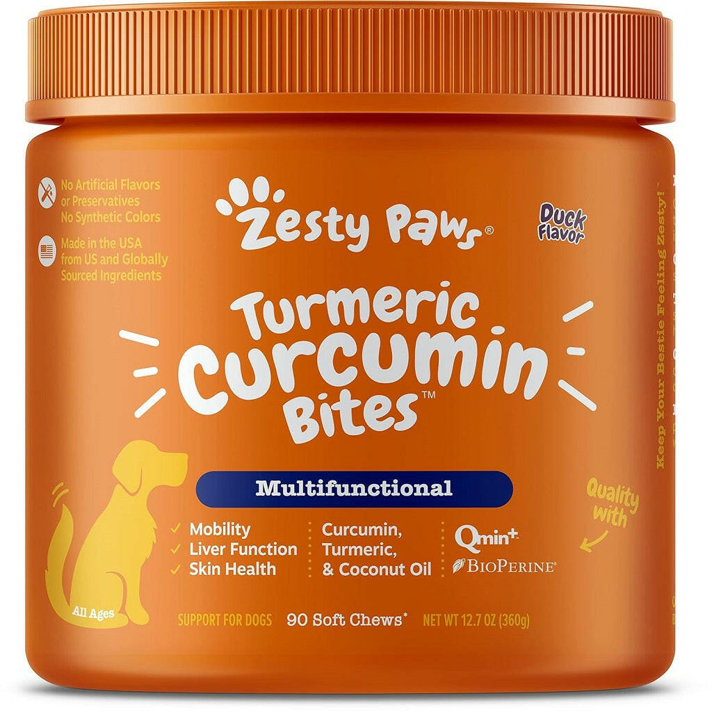 Zesty Paws Turmeric Bites Duck Flavor Soft Chews Multivitamins Support For Dog (90 ct)