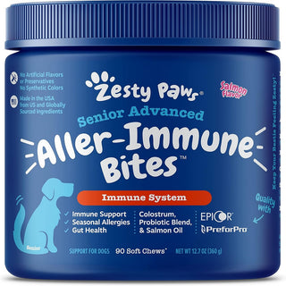 Zesty Paws Senior Advanced Allergy Immune Salmon Flavored Soft Chews Skin Support For Dog (90 ct)