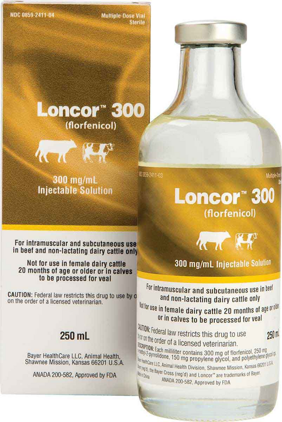 Loncor 300 (Florfenicol) Injectable Solution for Cattle - 250ml vial - 1