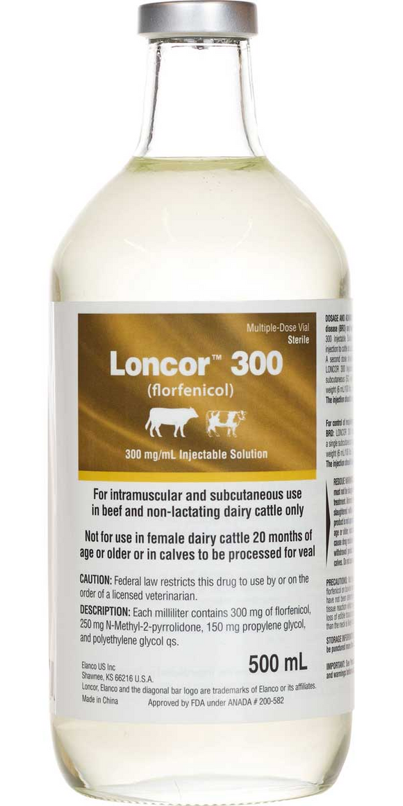 Loncor 300 (Florfenicol) Injectable Solution for Cattle - 500ml vial - 2