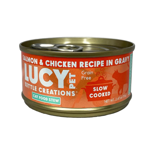 Lucy Pet Kettle Creations Gravy Wet Cat Food (2.75 oz x 12 cans) - Salmon & Chicken Recipe - Cat Food 14