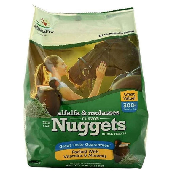 Manna Pro Alfalfa & Molasses Bite-Sized Nugget Treats for Horses - 4-lb - Horse Treats 7