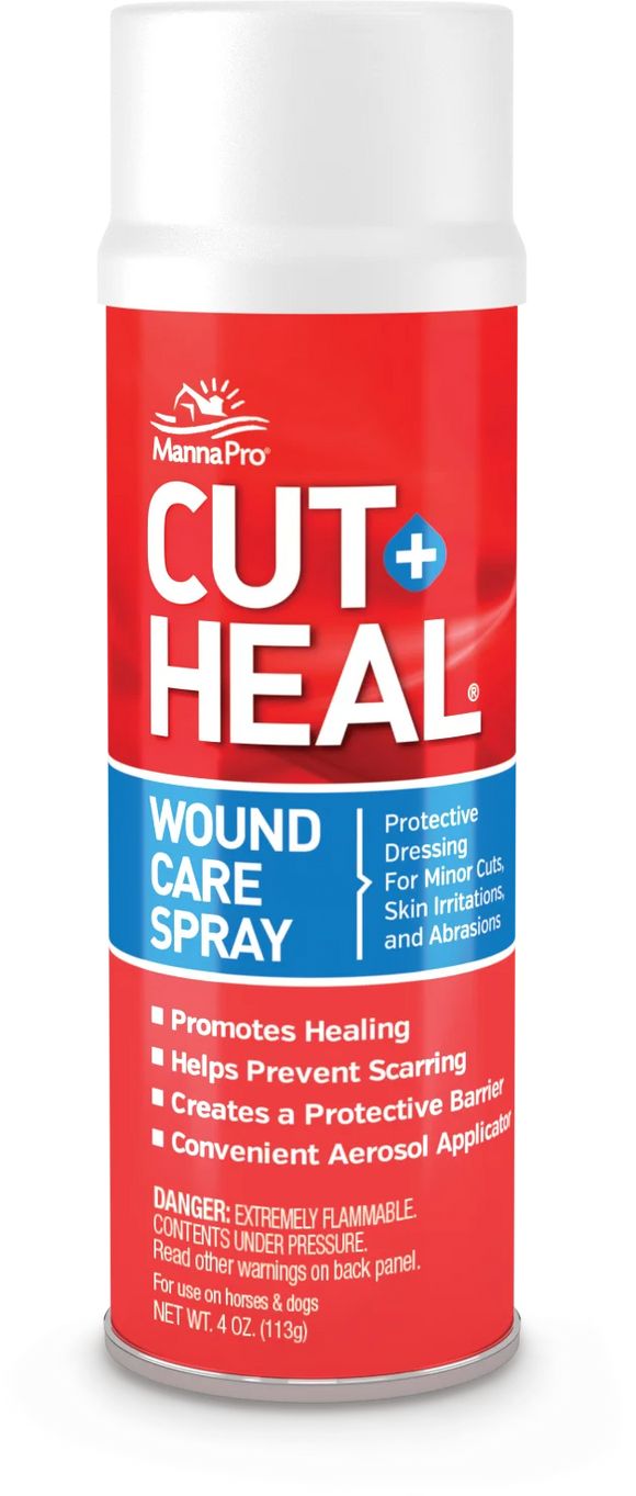Manna Pro Cut-Heal Wound Care for Cuts Abrasions & Skin Irritation - 4-oz aerosol spray - Wound Care 4
