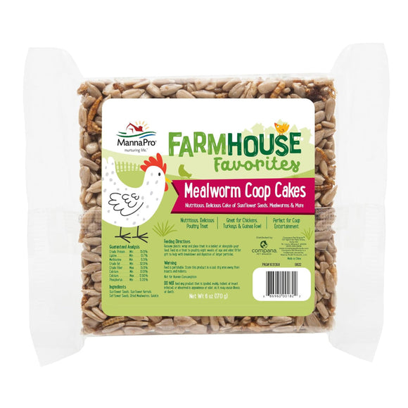 Manna Pro Farmhouse Favorites Mealworm Coop Cakes for Poultry (3 cakes)