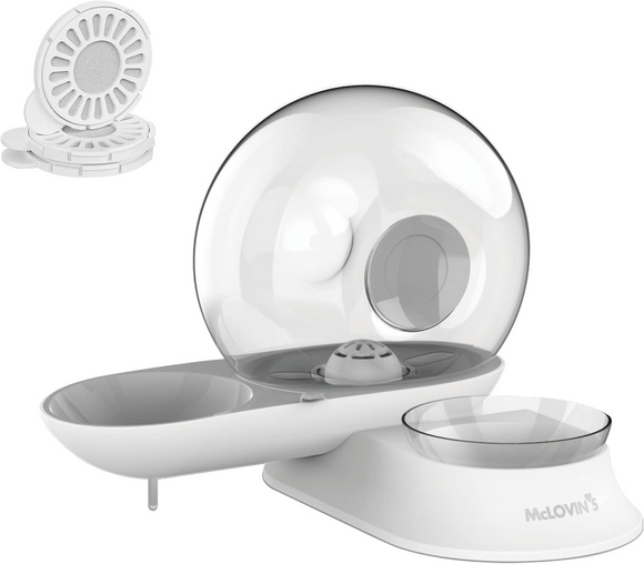 McLovin’s Gravity 2-in-1 Water Dispenser with Food Bowl for Dogs & Cats - Grey - Water Fountains 8