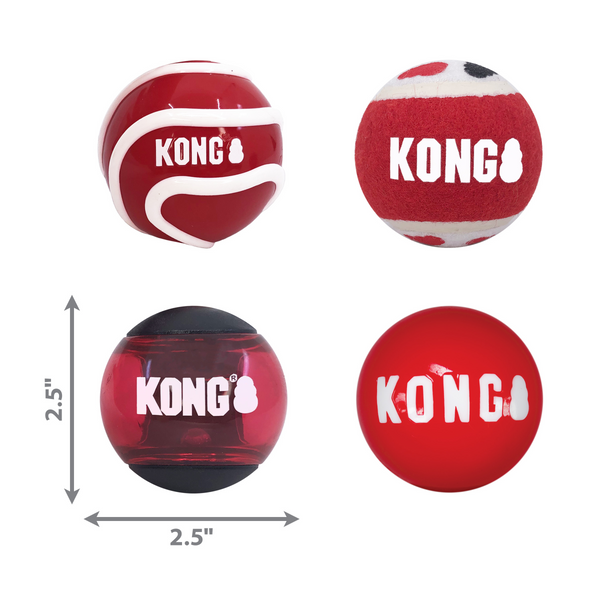 Kong Signature Ball Toy For Dogs - 4-Pack (assorted colors)