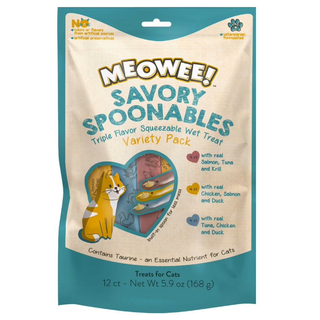 Meowee! Savory Spoonables Lickable Treats For Cats - Variety Pack