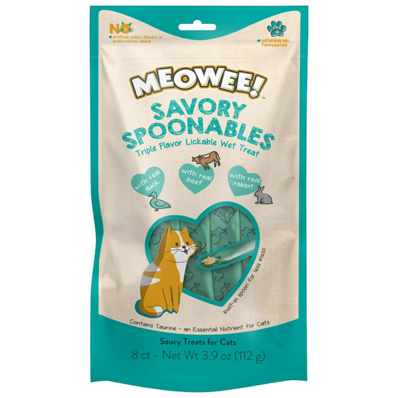 Meowee! Savory Spoonables with Duck Beef & Rabbit Lickable Treat For Cats - 8 tubes - Cat Treats 10