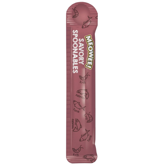 Meowee! Savory Spoonables with Salmon, Tuna & Krill Lickable Treat For Cat (4 tubes)