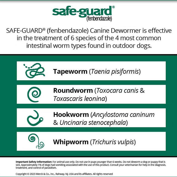 Merck Safe-Guard Canine Dewormer for Dogs 6 weeks and older (2g x 3 sachets) - Dog Health Care & Wellness 2