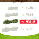 Size chart for Merrick Fresh Kisses dental treats indicating medium, large, and small options
