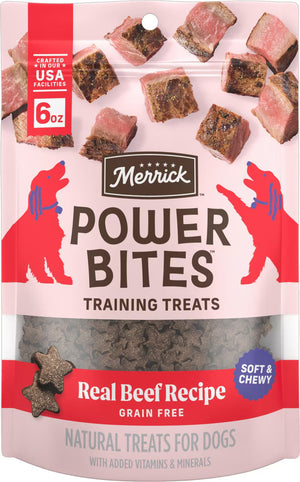 Merrick Power Bites Soft & Chewy Grain Free Real Beef Dog Treats (6 oz) - Soft & Chewy Dog Treats 1