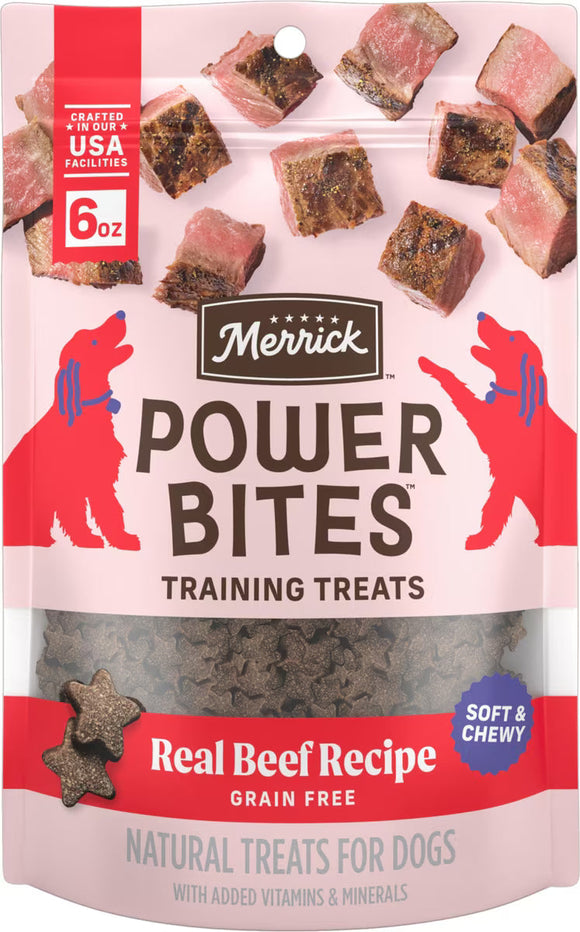 Merrick Power Bites Soft & Chewy Grain Free Real Beef Dog Treats (6 oz) - Soft & Chewy Dog Treats 1