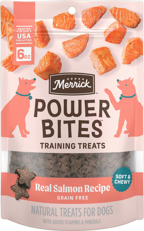 Merrick Power Bites Soft & Chewy Grain Free Real Salmon Dog Treats (6 oz) - Soft & Chewy Dog Treats 1