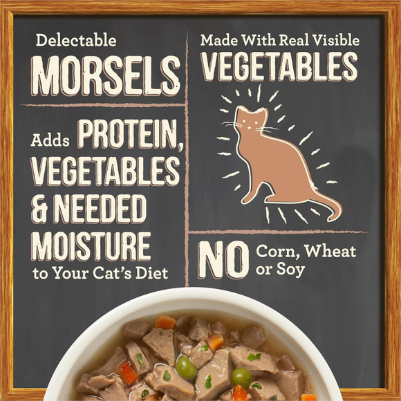 Merrick Purrfect Bistro Grain Free Bon Appetits Morsels Adult Wet Cat Food Chicken Recipe Morsels in Gravy (3 oz x 24