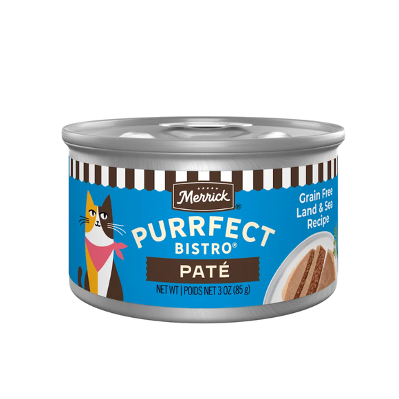 Merrick Purrfect Bistro Grain Free Premium Pate Adult Wet Cat Food Land & Sea Recipe (3 oz x 24 cans) - Cat Food 1