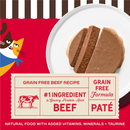 Merrick Purrfect Bistro Grain Free Premium Soft Canned Pate Adult Wet Cat Food High Protein Beef Recipe - 3-oz, case