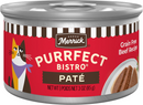 Merrick Purrfect Bistro Grain Free Premium Soft Canned Pate Adult Wet Cat Food High Protein Beef Recipe - 3-oz, case