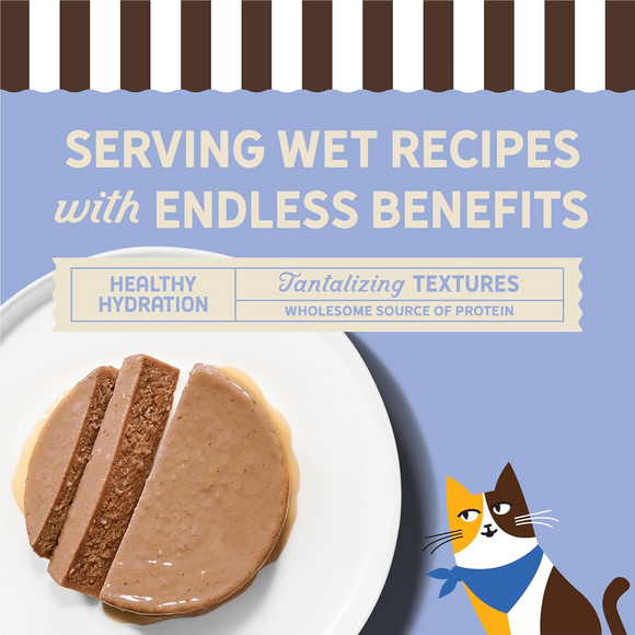 Merrick Purrfect Bistro Grain Free Premium Soft Canned Pate Adult Wet Cat Food High Protein Tuna Recipe - 3-oz, case