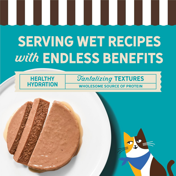 Merrick Purrfect Bistro Grain Free Premium Soft Canned Pate Adult Wet Cat Food High Protein Duck Recipe - 3-oz, case
