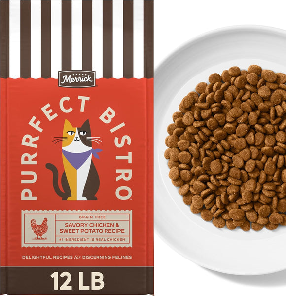 Merrick Purrfect Bistro Grain Free Savory Chicken & Sweet Potato Recipe Dry Cat Food - 12 lb - Cat Food 1