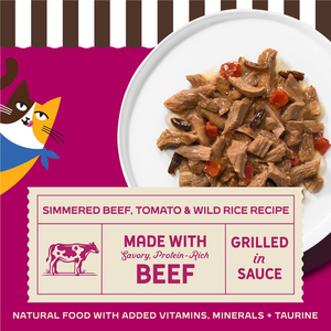 Merrick Purrfect Bistro Grilled in Sauce Adult Wet Cat Food Simmered Beef Tomato & Wild Rice Recipe (3 oz x 24 cans)