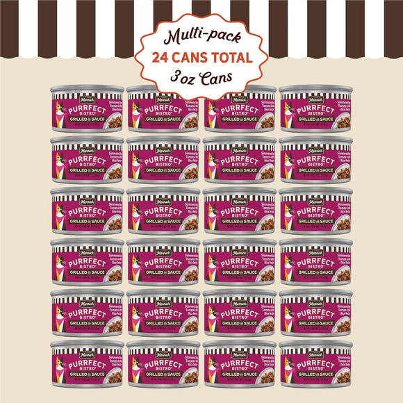 Merrick Purrfect Bistro Grilled in Sauce Adult Wet Cat Food Simmered Beef Tomato & Wild Rice Recipe (3 oz x 24 cans)