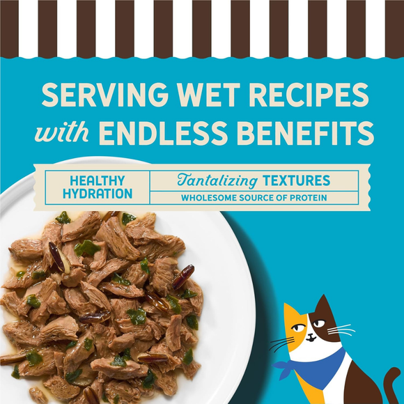 Merrick Purrfect Bistro Premium Canned Adult Wet Cat Food Wild-Caught Cod Spinach & Wild Rice Recipe Grilled in Sauce