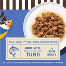Merrick Purrfect Bistro Premium Canned Adult Wet Cat Food Wild-Caught Tuna Cod & Carrot Recipe in Rich Gravy (3 oz x 24