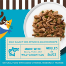 Merrick Purrfect Bistro Premium Canned Adult Wet Cat Food Wild-Caught Cod Spinach & Wild Rice Recipe Grilled in Sauce