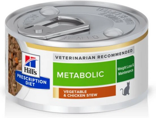 Hill's Prescription Diet Metabolic Weight Management Vegetables & Chicken Stew Canned Cat Food, 2.9oz, 24-pack wet food