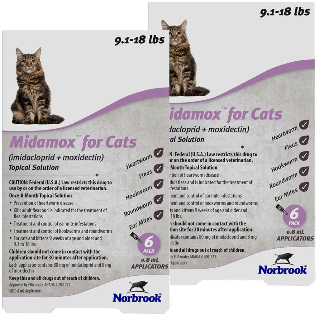 Midamox for Large Cats 9.1-18 lbs - All-in-One Parasite Treatment