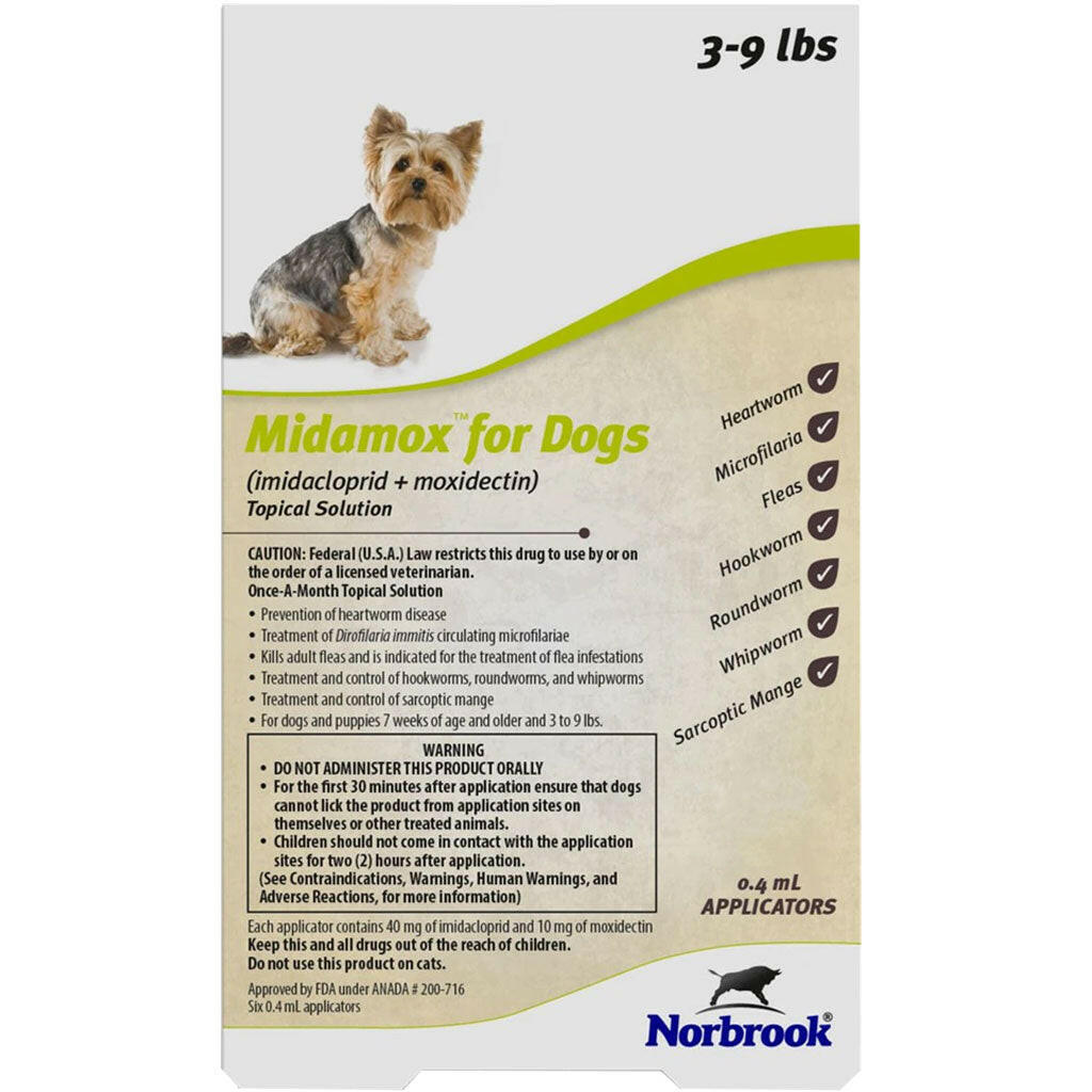 Midamox for Dogs 3-9 lbs - Fast-Acting Flea, Tick & Worm Protection