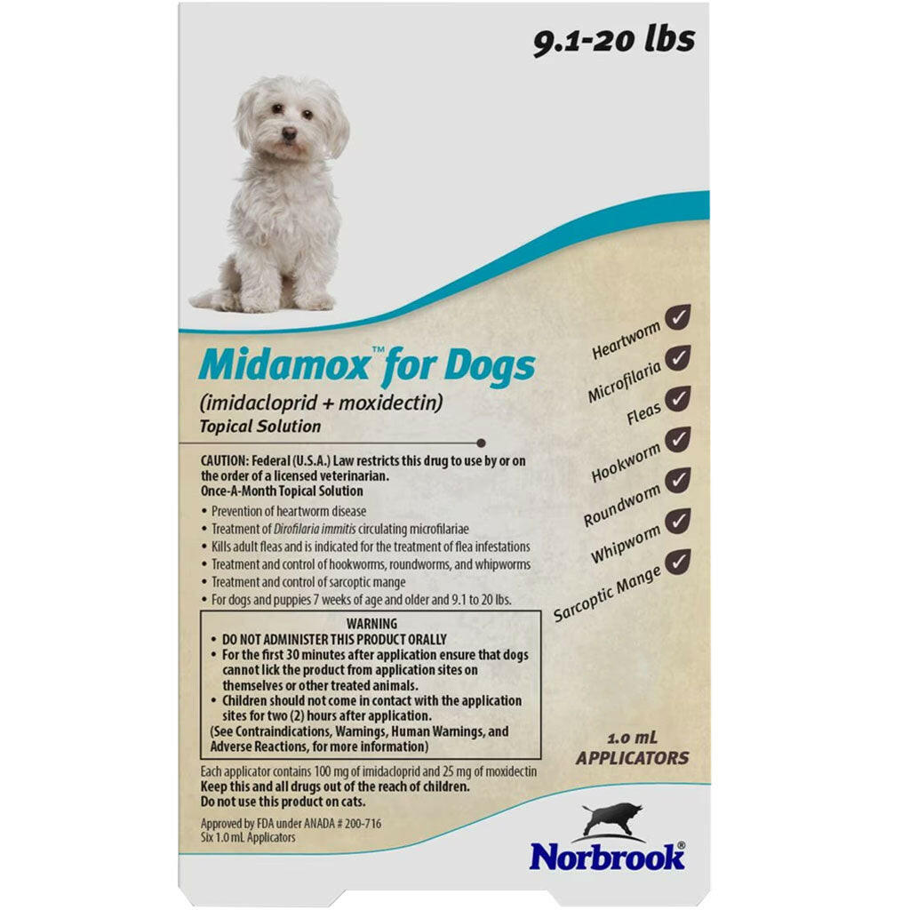 Midamox for Dogs 9.1–20 lbs - Flea, Worm & Parasite Treatment
