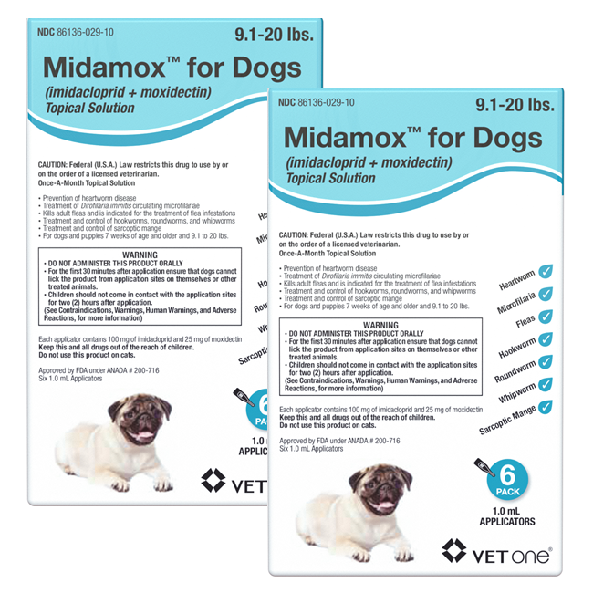Midamox for Dogs 9.1–20 lbs - Flea, Worm & Parasite Treatment