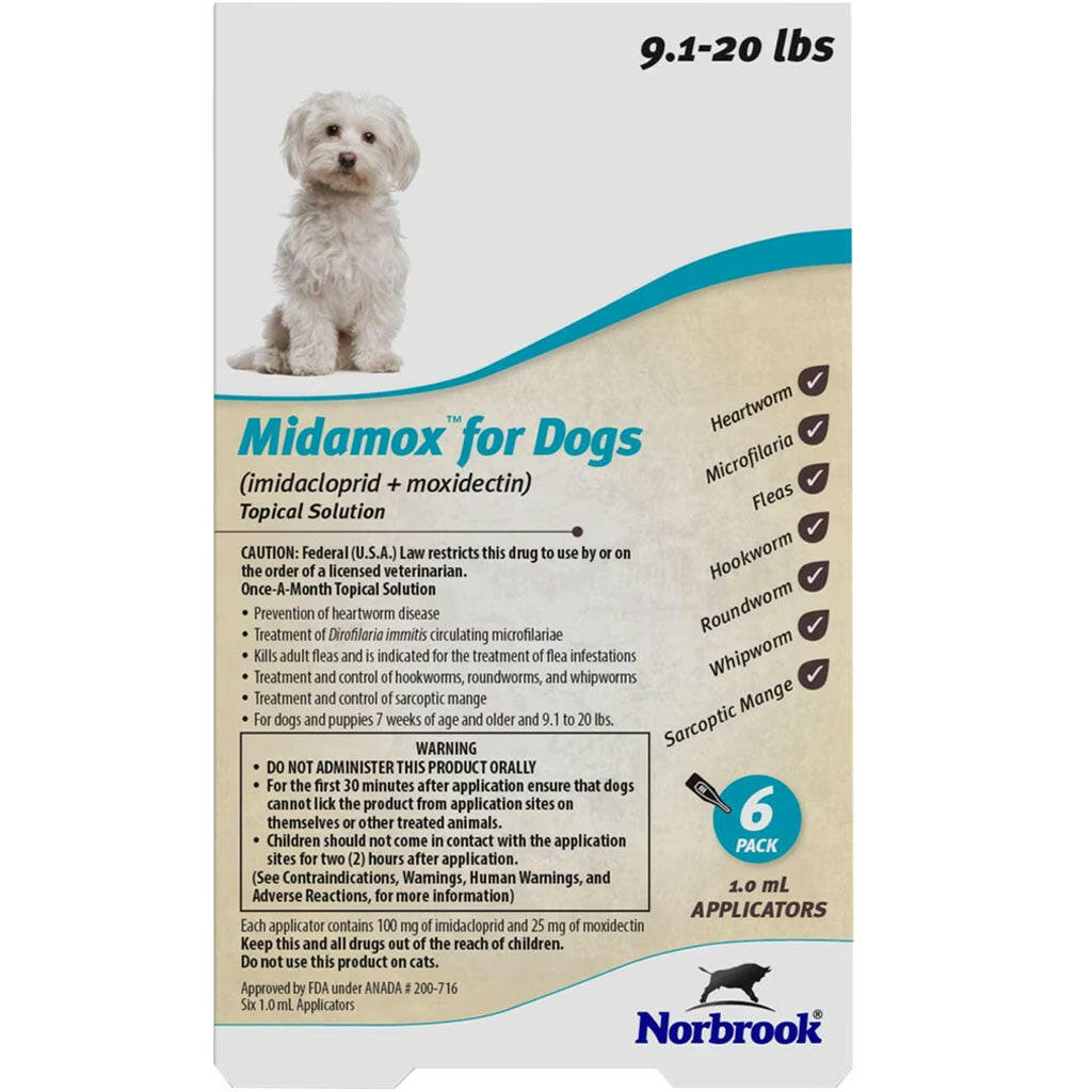 Midamox for Dogs 9.1–20 lbs - Flea, Worm & Parasite Treatment