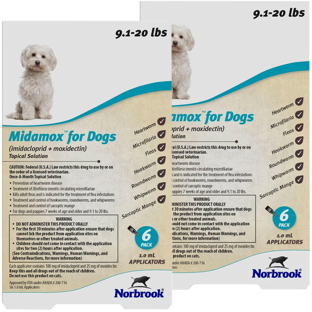 Midamox for Dogs 9.1–20 lbs - Flea, Worm & Parasite Treatment
