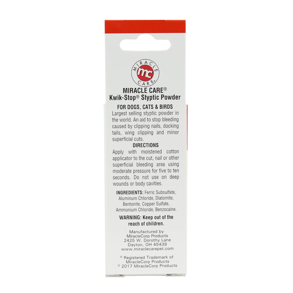 Miracle Care Kwik-Stop Styptic Powder for Dogs Cats & Birds