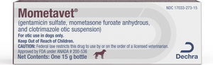 Mometavet (gentamicin sulfate mometasone furoate anhydrous and clotrimazole) Otic Suspension for Dogs - 15 g - Pet