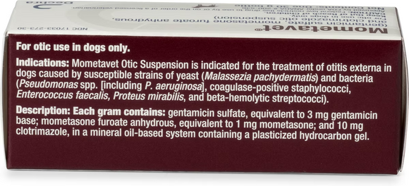 Mometavet (gentamicin sulfate mometasone furoate anhydrous and clotrimazole) Otic Suspension for Dogs - Pet Medicine 4