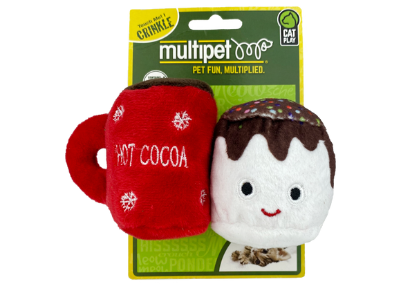 Multipet Hot Cocoa with Marshmallow Plush Dog Toys Assorted Colors