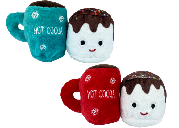 Multipet Hot Cocoa with Marshmallow Plush Dog Toys Assorted Colors