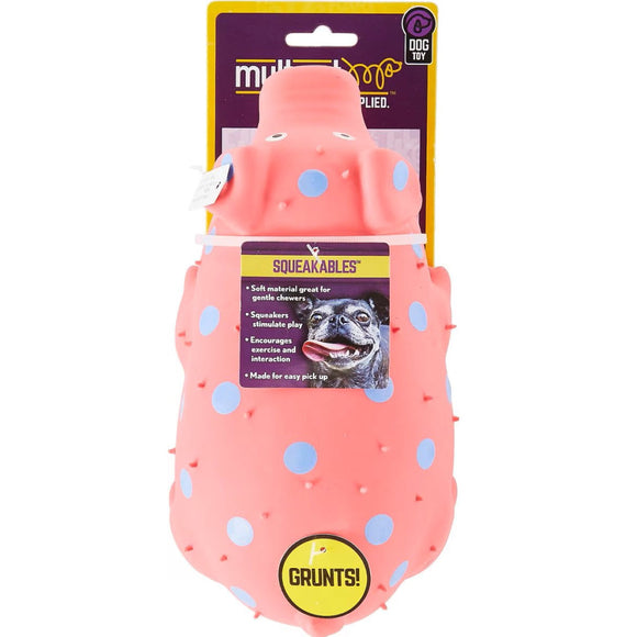 Multipet Latex Globlet Grunting Pig Toy For Dogs- Assorted Colors (9-in)
