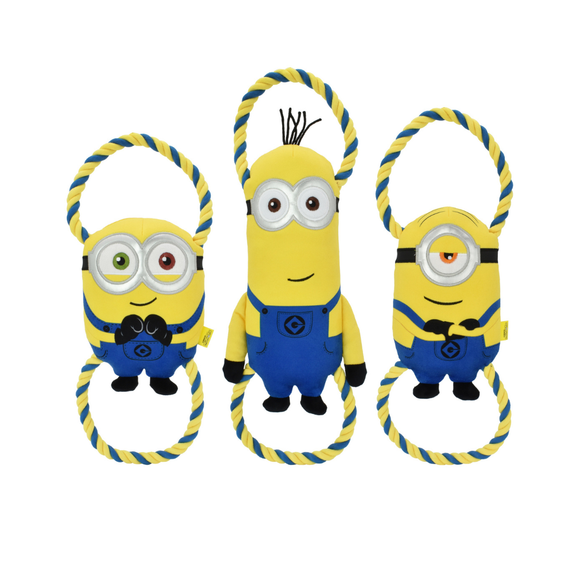 MultiPet Minions Rope Tug Dog Toy Assorted Characters (Bob 16’’ Kevin 18’’ and Stuart16’’) One Toy - Dog Toy 1