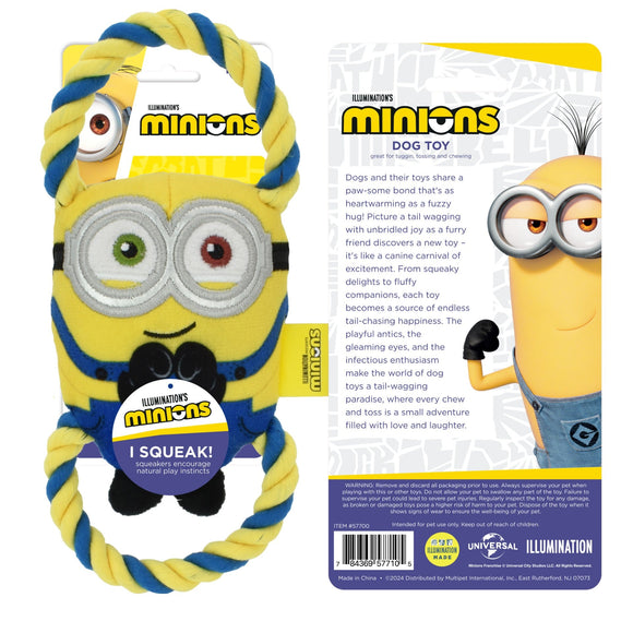 MultiPet Minions Rope Tug Dog Toy Assorted Characters (Bob 16’’ Kevin 18’’ and Stuart16’’) One Toy - Dog Toy 5