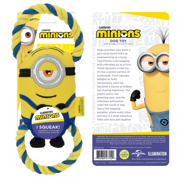 MultiPet Minions Rope Tug Dog Toy Assorted Characters (Bob 16’’ Kevin 18’’ and Stuart16’’) One Toy - Dog Toy 3